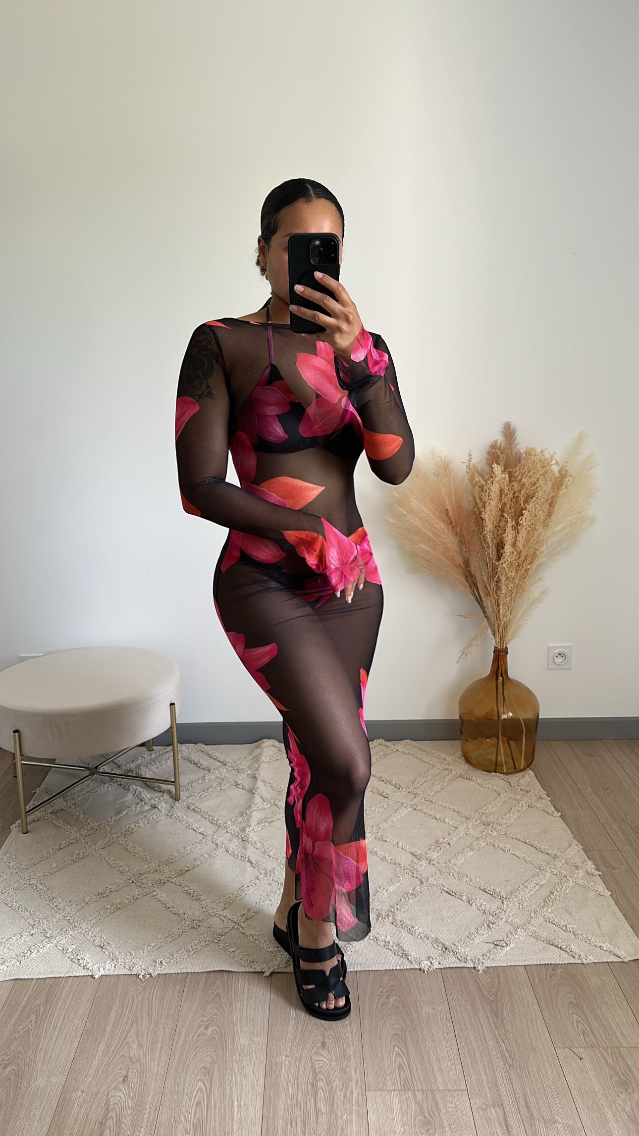 Maillot de bain 3 pièces Flowers noir