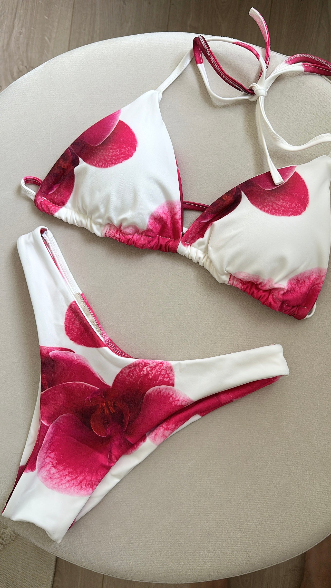 Maillot de bain 3 pièces Flowers blanc