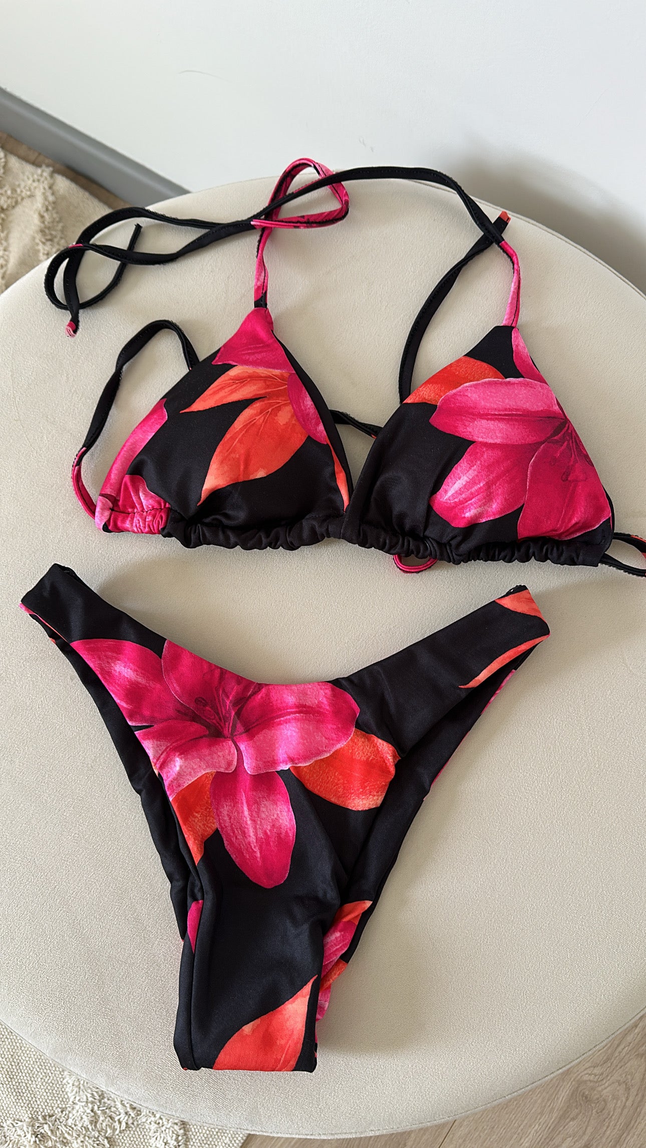 Maillot de bain 3 pièces Flowers noir