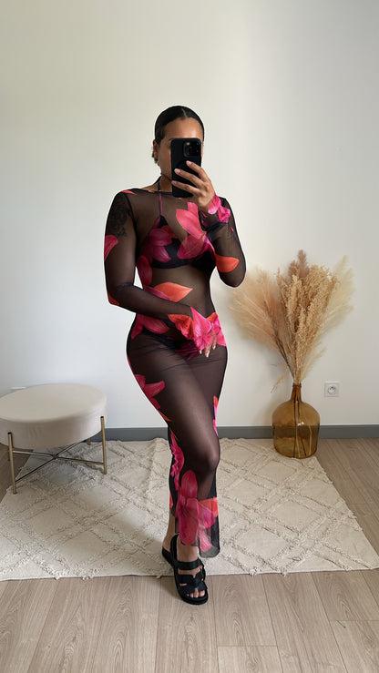 Maillot de bain 3 pièces Flowers noir