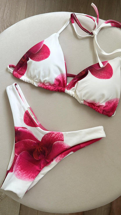 Maillot de bain 3 pièces Flowers blanc